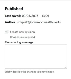 This is the revision log message area within Drupal's page edit view.