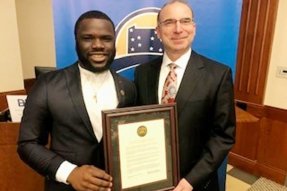 Joar Dahn and President Bashar Hanna