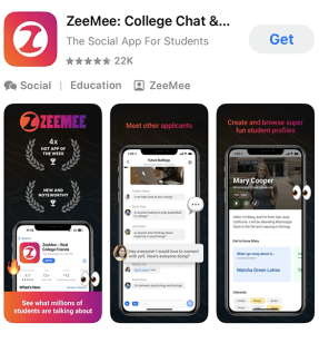 ZeeMee is the must-have app for college students and college applicants. There's a community and chat for everyone, making it the easiest way to connect.