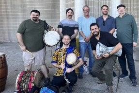Gifford Howarth with percussionists