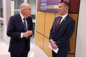 James McCormick speaking with Interim CU President Jeff Osgood