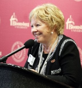Susan McDowell speaking at ceremony