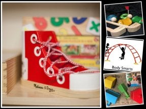 Collage of toys for children based on physical activities
