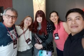 PAW members at the 2026 Symposium for Guatemalan Archaeology. From left to right:  Rene Ozaeta, Emily Bertin (Alumni), Lauren Spencer (BL-Anthropology), Marielos Cuyan, and Henry Perez. 