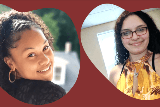 Two pictures side by side of a girl.