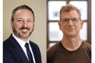 Two pictures side by side. Each one is a photo of a man. 