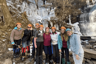 A group of people standing together. 