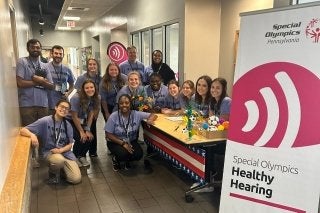 Audiology students working at the Special Olympics