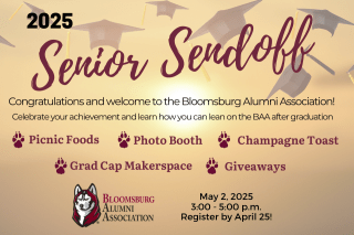 sunset backdrop with graduation caps and writing"2025 Senior Sendoff"