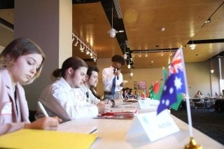 Local students participating in Model UN at CU-Mansfield