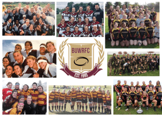 photo collage of Women's Rugby teams through the years.