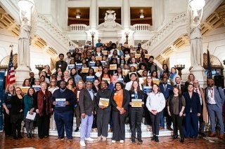 A group of Commonwealth University-Lock Haven education majors did their part this spring advocating for several key issues facing teacher education, including fully funding student teacher stipends, during Advocacy Day at the State Capitol in Harrisburg.