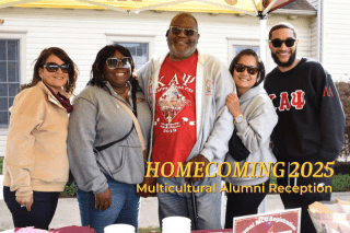 photo of 5 Bloom alumni at Homecoming