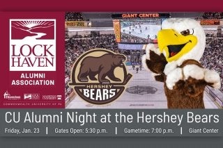 Promo for Lock Haven Alumni Association at the Hershey Bears Hockey Game