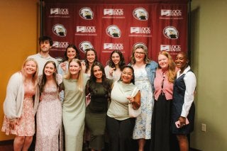 Students who participated in the teacher induction and pinning ceremony.