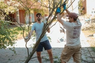 CU-Lock Haven staff help during campus Beautification Day.
