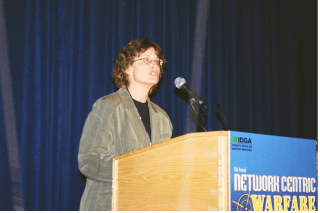Lock Haven State College 1979 alumna, Bonnie Gorsic, presenting at the 6th annual Network Centric Warfare (NCW) Conference in 2007.