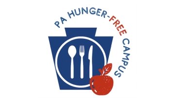 PA Hunger Free Campus logo with keystone, cutlery, and an apple
