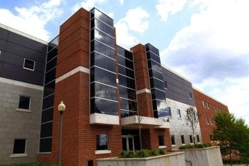 The exterior of a building. 