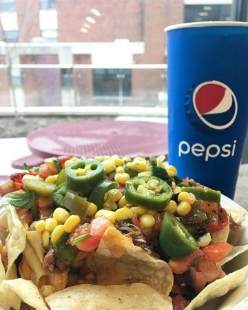 Qdoba nachos with Pepsi