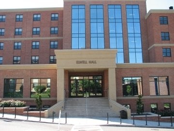 Main entrance of Elwell Hall at Commonwealth University - Bloomsburg