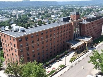 Aerial photo of Elwell Residence Hall at Commonwealth University - Bloomsburg