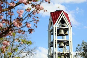 Bell Tower at CU-Lock Haven in the spring