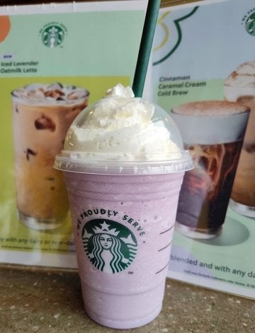 A purple Starbucks frozen drink at Commonwealth University - Mansfield