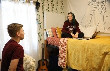 Suitemates talking in Fairview Suites at Commonwealth University - Lock Haven