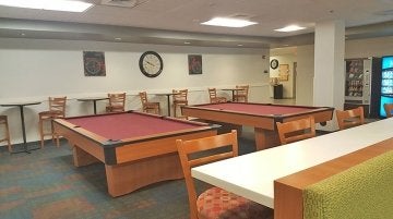 Pool tables in rec room of Fairview Suites at Commonwealth University - Lock Haven