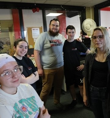 Commonwealth University-Mansfield's student-run radio station, 89.5 WNTE operates out of the Fishbowl in Alumni Hall on campus.