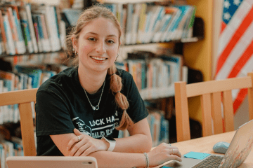 Commonwealth University Lock Haven education student with a laptop