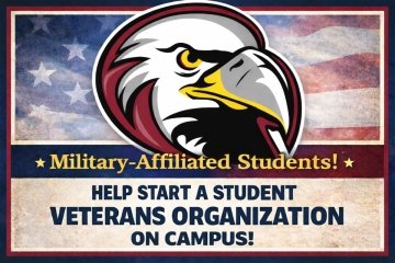 Graphic, featuring the Lock Haven Bald Eagle logo, for starting a student veterans organization.