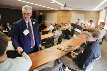 Terry Zeigler greets students at the 2025 ZIPD Conference at CU-Bloomsburg