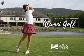 Female golfer swinging club