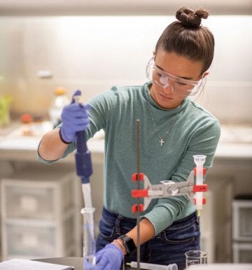 Student working in chemistry lab