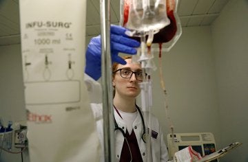 Students work on nursing skills in CU's simulated learning lab