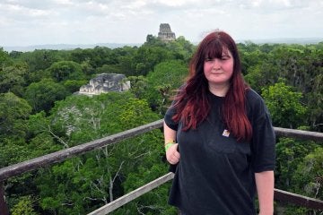 Anthropology student Lauren Spencer at Tikal, Guatemala.