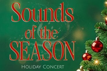 Sounds of the Season Holiday Concert with a partial Christmas tree