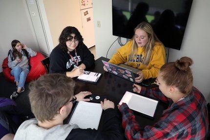 Commonwealth University-Mansfield, formerly Mansfield University, honors college students lounge at Spruce Residence Hall