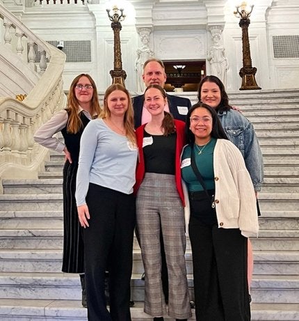 A group of Commonwealth University-Lock Haven education majors did their part this spring advocating for several key issues facing teacher education, including fully funding student teacher stipends, during Advocacy Day at the State Capitol in Harrisburg.