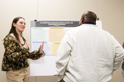 From that yearlong elementary experience, Carly Dye leveraged her early college opportunity to conduct research into how learning environments affected learning. 