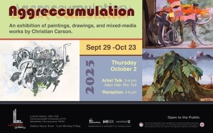Promo poster for Aggreccumulation exhibit at the Loomis Gallery