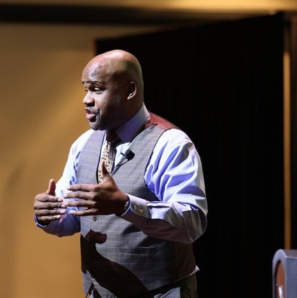 Keynote on personal ownership and time management anchored a day of sessions on mental health, community support, and thriving beyond the classroom.