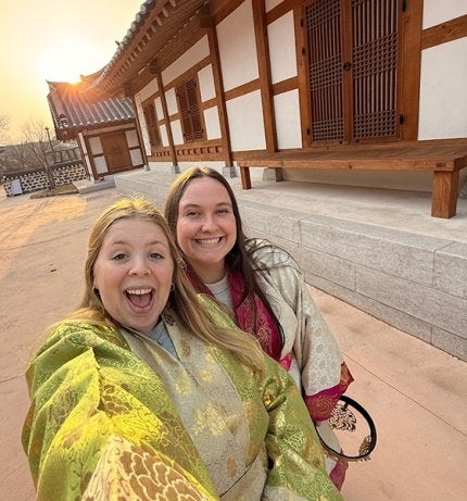 The two Commonwealth University–Bloomsburg Honors students spent part of their winter break studying at Chungnam National University (CNU) in South Korea