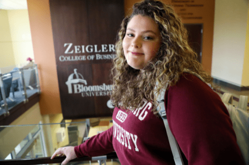 Marketing student in Sutliff Hall