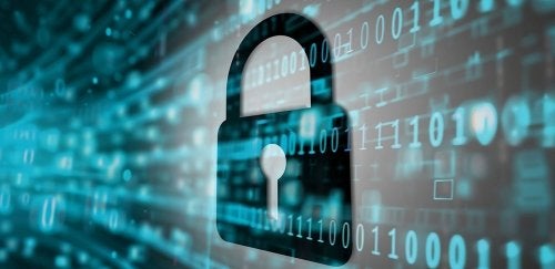 Digital background with a padlock indicating cybersecurity.