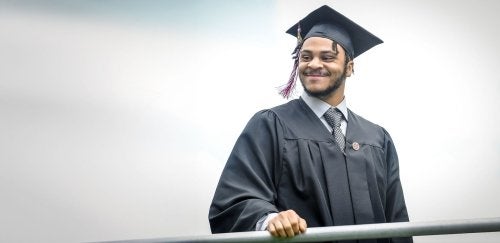 Student wearing graduation cap