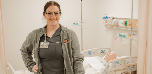 MSN Nurse Practitioner student in a nursing lab