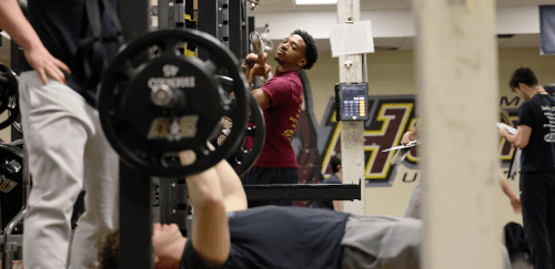 Bloomsburg students lifting in a weightroom